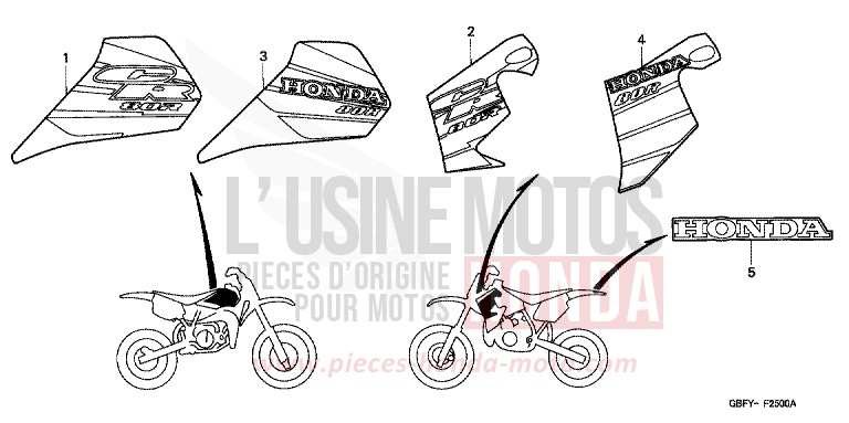 MARQUE (CR80R/CR80RB-Y/1) de CR80R "Grandes Roues" EXPLOSION RED (R254) de 2001